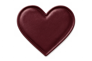 Burgundy leather heart symbolizes love, romance, and affection, perfect for valentine's day or any occasion celebrating love with transparent background