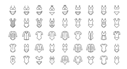 Assortment of Swimsuits and Clothing Outlines: A Summer Fashion Vector Collection