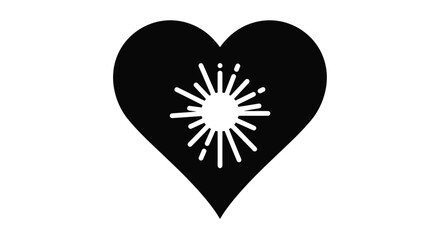 Obraz premium Artistic portrayal of a glowing burst within a heart shape symbol of love and affection