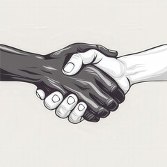 minimalist racial unity icon clasped hands monochrome .