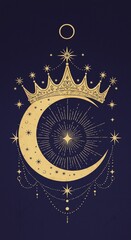 Obraz premium Golden crown moon design illustration