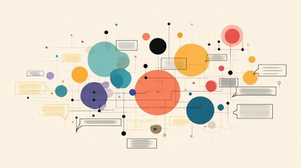 Obraz premium Digital Mind Map Showcasing Open Conversation in Clean Modern Style With Empty Upper Layout for Flexible Ideas and Collaboration Enhancement