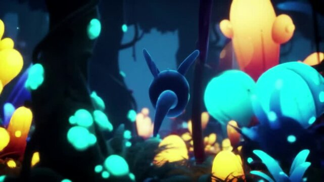 Neon Biome Glowing Creatures Night Journey Through Enchanted Forest.