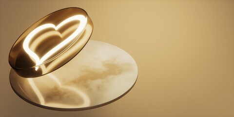 Golden Reflection of Heart Light – Elegant Abstract Composition in Warm Tones
