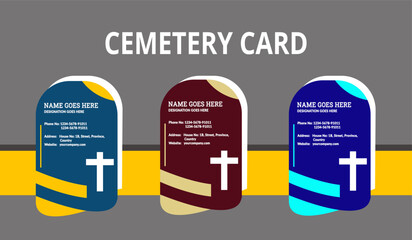 funeral three cards with all information inside them = easy-to-edit EPS file with three colors