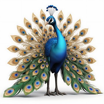 A vibrant, detailed vector of a majestic peacock showcasing its colorful feathers. Ideal for posters, prints, logos, or design projects needing a touch of elegance