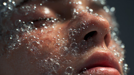 Cleaning the skin with water liquid bubbles, 3d rendering. Stock Illustration