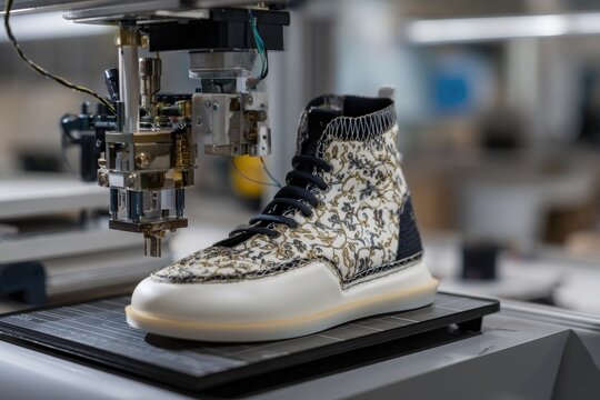 Micro factory producing customized sneakers with 3D printed midsoles and robotic stitching 