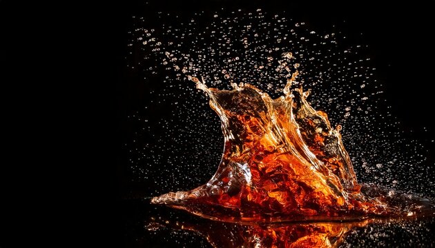 a cola random fluids splashing flow shape, shutter speed photography