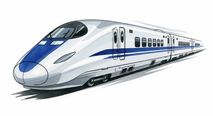 Sleek Modern High-Speed Train Illustration Isolated