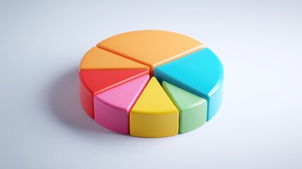 Obraz premium Colorful 3d pie chart segments arranged in a circle isolated on white background