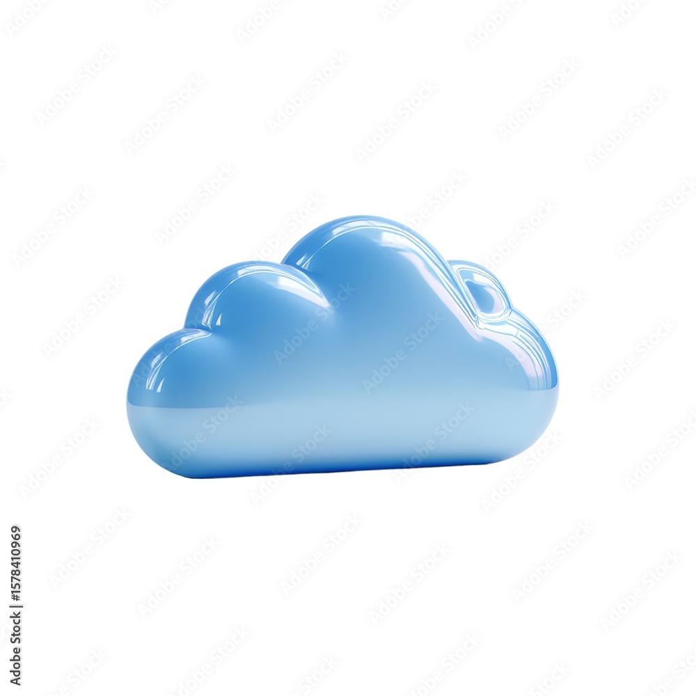 Fototapete light blue cloud with glossy rendering floats gently against a bright white backdrop, evoking feelin