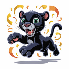 black Panther character design posing happy illustration