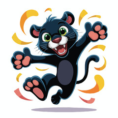 Naklejka premium black Panther design character posing happy illustration