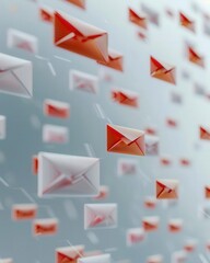 minimalist email inbox with AIhighlighted priority messages red and white on email .