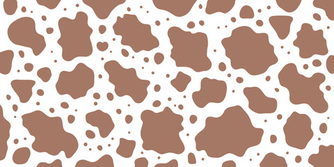 シームレスな茶色の牛柄模様の背景イラスト