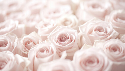 Obraz premium Soft pink rose flower closeup with delicate petals and romantic mood