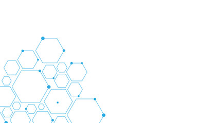 Science network pattern blue Hexagonal abstract background. Big Data Visualization structure elements . Health care and science medical pattern innovation. Template design with concept Dots and lines.