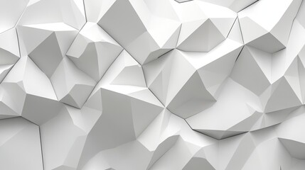 White low-poly background texture, geometric abstract 3D render with smooth faceted surfaces.