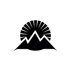 Mountain and Sun Logo Icon Vector Illustration