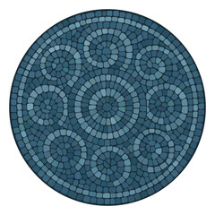 Fototapeta premium Ancient greece style mosaic mandala. Interweaving mosaic decorative element. Decorative antique stone ornament.