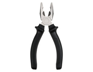 Black handled pliers on black background studio