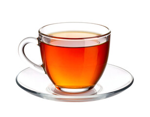 Cup of tea against black background