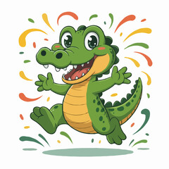 crocodile character design illustration happy