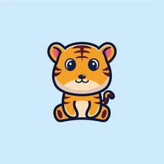 Cute sitting animal cartoon character design Vector