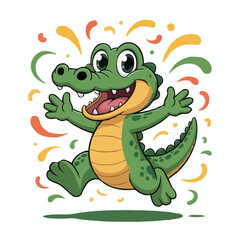Fototapeta premium crocodile illustration character posing happy design