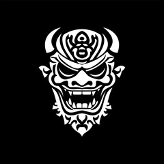 Traditional Japanese Demon Mask Illustration