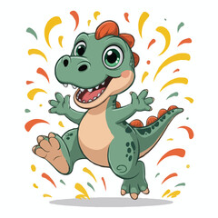Obraz premium dinosaur character design illustration posing happy