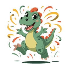 dinosaur character design posing happy illustration