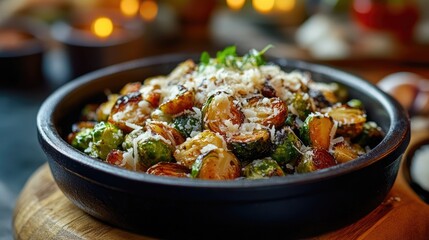 Roasted Brussels sprouts with parmesan cheese and garlic