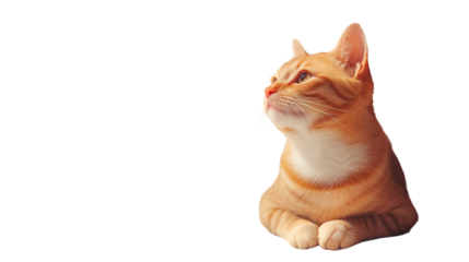 Orange tabby cat looking up cute kitten pet feline domestic animal ginger kitty adorable curious isolated on transparent background