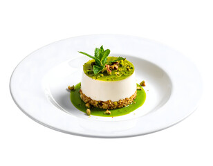 Panna cotta with pistachio and mint