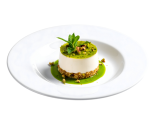 Panna cotta with pistachio and mint