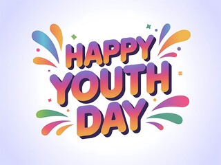 Vibrant Happy Youth Day Poster with Colorful Typography and Splashes