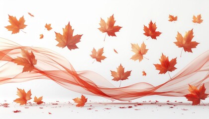 Autumn leaves falling background maple leaf season fall foliage october november orange color nature art design