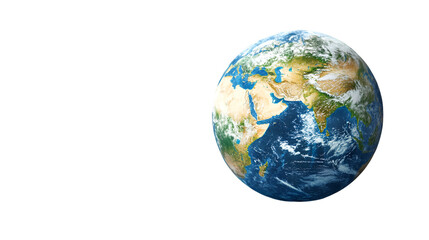 Fototapeta premium Earth globe realistic world map asia africa europe for education geography science and travel concept isolated on transparent background