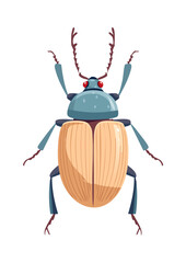 Flat Vector Illustration of a Longhorn Wood Beetle