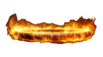 Fire ring effect flaming hot circle burning isolated on black background for graphic design isolated on transparent background