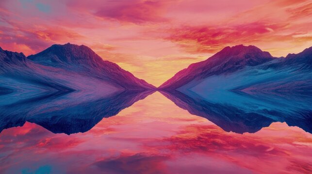 serene mountain lake mirror background with calm reflection