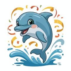 Obraz premium Dolphins illustration character posing happy