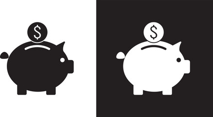 Piggy bank icon symbol collection on white background.