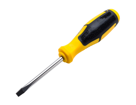 Yellow handled screwdriver on black background - Powered by Adobe