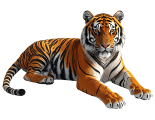 3D tiger icon isolated on transparent background. PNG