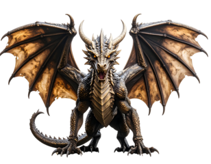 Majestic dragon with golden scales and wings