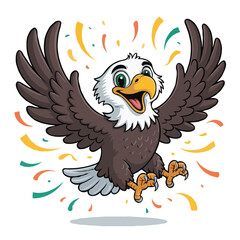 eagle character design posing happy illustration