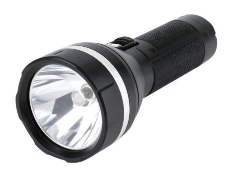 Black flashlight on a dark background